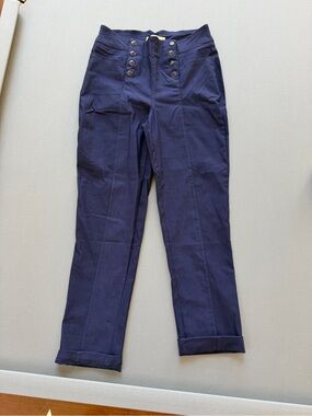 By Design Navy High-Rise nylon spandex Skinny cropped sailor pants size medium.